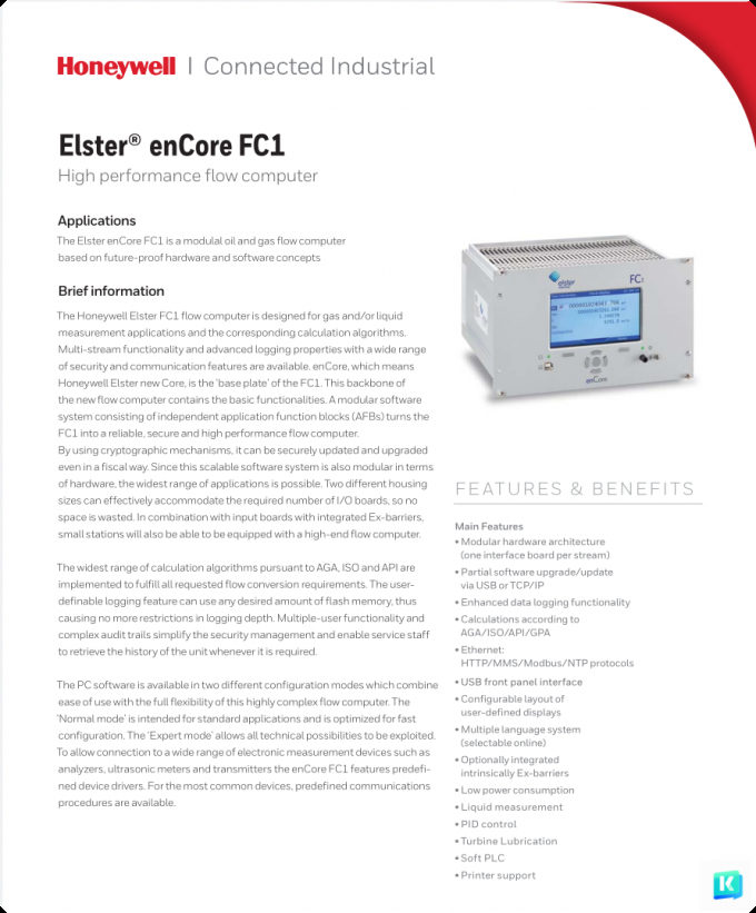 Elster encore FC1 modulal oil and gas flow computer based on future-proof hardware and softwate concepts STOCK