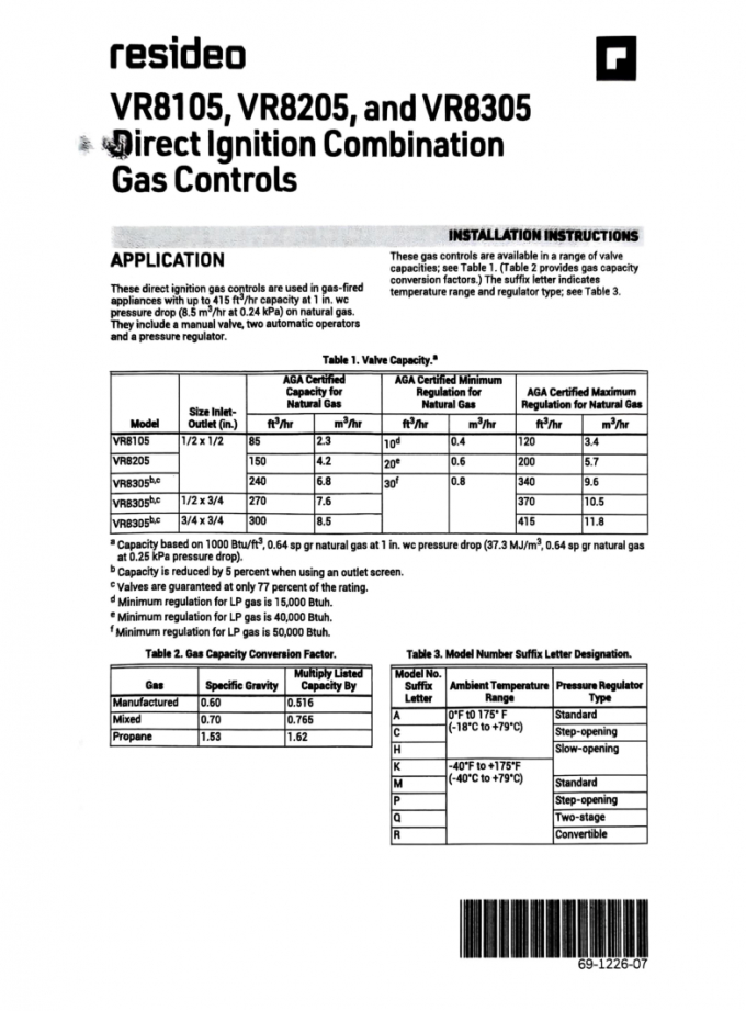 Gas Controls Direct Ignition Combination Honeywell VR8205M2948 Ignition Gas Solenoid Valve Hot Water Boiler Gas Boiler Stock