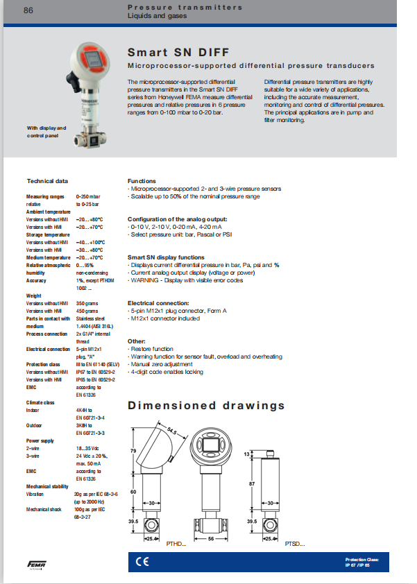 FEMA Pressure Switch Sensor PTHRB0401A2 by Honeywell (USA) for Installation Engineering Available Pre-order 8 Weeks