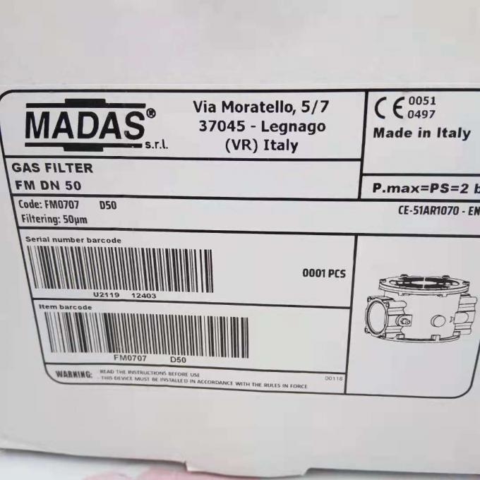 MADAS Gas Filter FM Series FM07 DN50 Threaded Interface Metal Construction Industrial Combustion Systems 6 Month Warranty