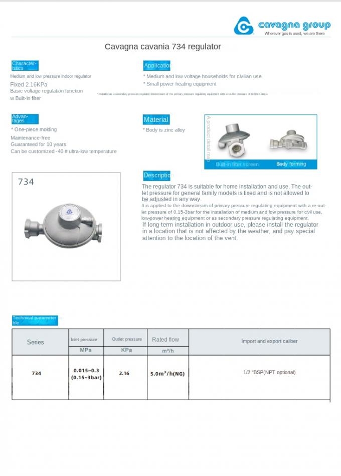 Italian Cavagna Cavagna Pressure Reducing Valve Regulator 734-GN 3/8 Caliber Boiler Parts Pressure Regulator Stock
