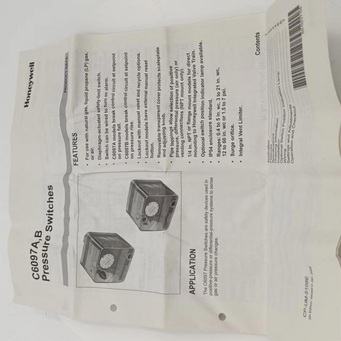 Honeywell Pressure Switch C6097B1119 United States In Stock
