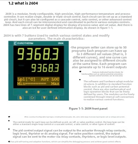 British Eurotherm Carbon Control Thermostat 2604/VH/121/XX/D4/XX/XX/XX/XX/Y2/XX/ENG/XXX Original with One-Year Warranty