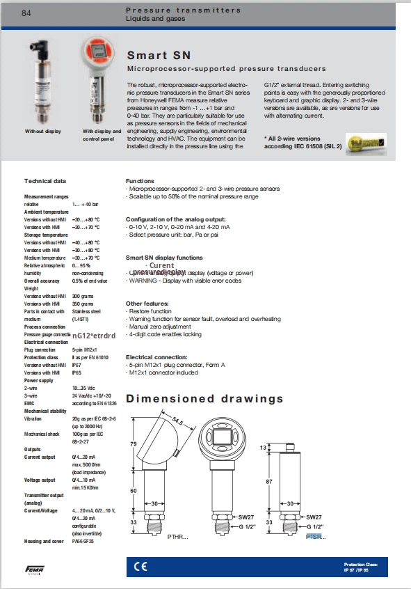 Honeywell Industrial Pressure Switch Sensor PTSRB0101V3 ABS Material China Origin Order 8 Weeks