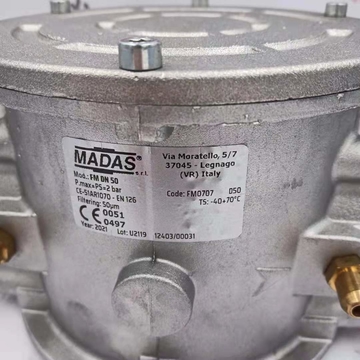 MADAS Gas Filter FM Series FM07 DN50 Threaded Interface Metal Construction Industrial Combustion Systems 6 Month Warranty